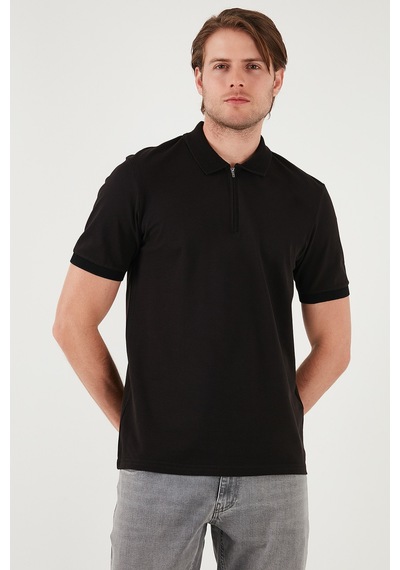 Buratti Pamuklu Regular Fit Yarım Fermuarlı Erkek Polo Yaka T Shirt 5901029 Siyah