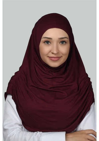 Altobeh Hazır Türban Büzgülü Pileli Pratik Eşarp Tesettür Hijab - Namaz Örtüsü - Bordo
