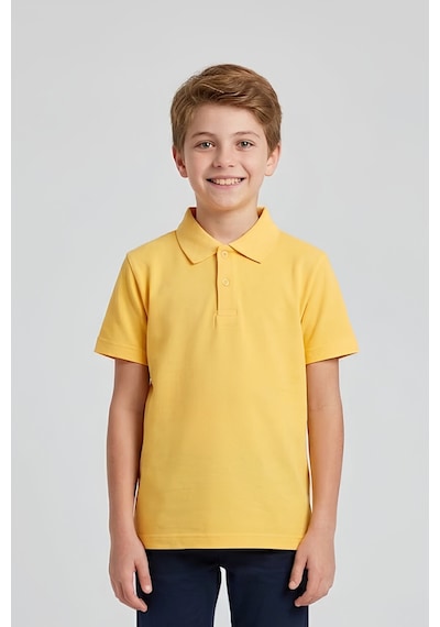 Modanino Erkek Çocuk %100 Pamuk Ve Okul Tarz T-shirt 4-16 Yaş 12790mrt Sarı
