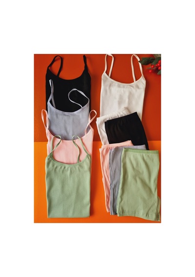 Demirsa Boutique Fitilli Pamuklu Ribana İp Askılı 5'li Kadın Atlet Ve Külot-şort Takım Pembe Mavi Yeşil Siyah Beyaz Çok Renkli Demirsa Boutique Fitilli Pamuklu Ribana İp Askılı 5'li Kadın Atlet Ve Külot-şort Takım Pembe Mavi Yeşil Siyah Beyaz Çok Renkli