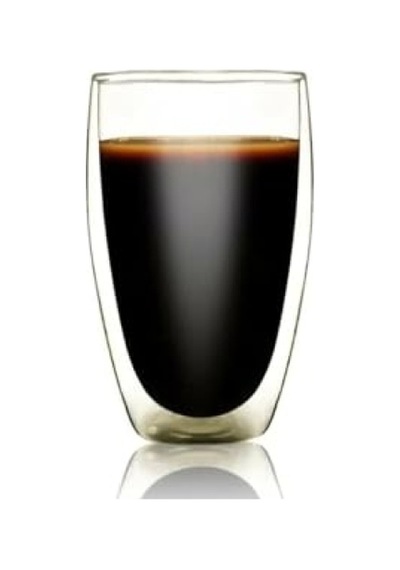 500ml Çift Cidarlı Isı Yalıtımlı Şeffaf Cam Kupa Bardak Açık Ahşap