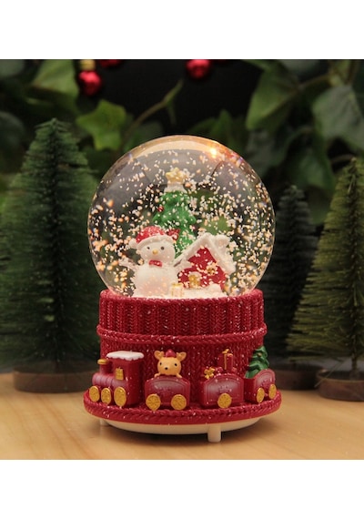 Hediyebiziz Yılbaşı Kar Küresi Noel Işıklı Ve Müzikli Christmas Kardan Adamlı + Pil