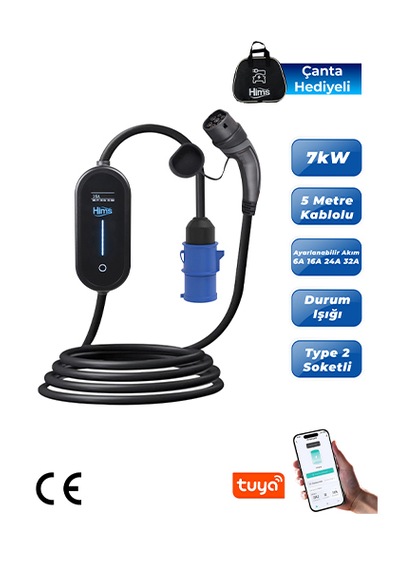 Hıms Hctk-7 7 Kw Taşınabilir Elektrikli Araç Şarj Cihazı 7,4 KW