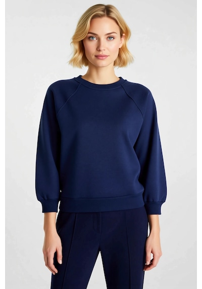 Benerly Kadın Bisiklet Yaka Reglan Kol Düz Örme Sweatshirt Fonksiyonel Da Lacivert