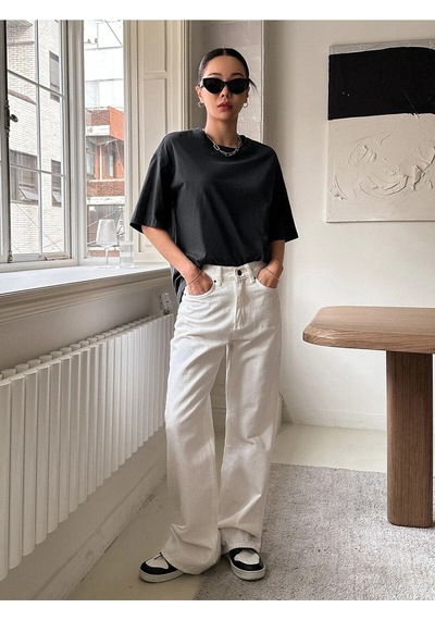 Flood Of Style Kadın Siyah Kind Hearted Baskılı Oversize T-shirt