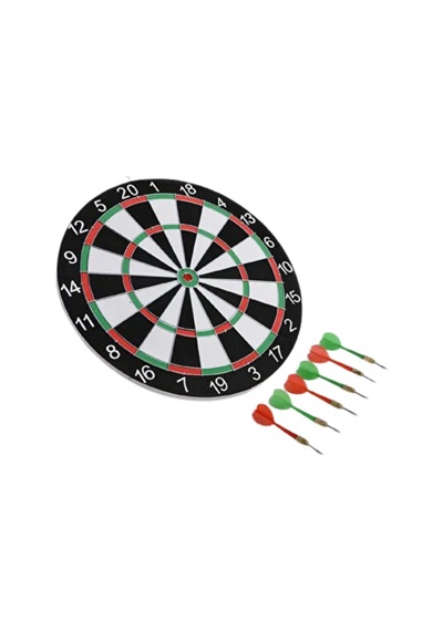 12 İnç Ahşap Dart Tahtası Seti Metal İğne Uçlu Dart Okları