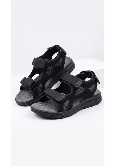 Stil Shoes Erkek Cırt Cırtlı Siyah Günlük Sandalet Anatomik Taban Spor Sandalet 45002