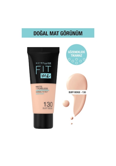 Maybelline New York Fit Me Matte+Poreless Fondöten No:130 Buff Beige 30 ML