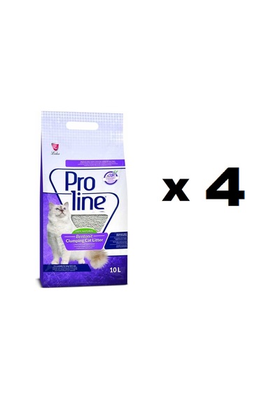Proline Lavanta Kokulu İnce Taneli Topaklaşan Bentonit Kedi Kumu 4 x 10 L