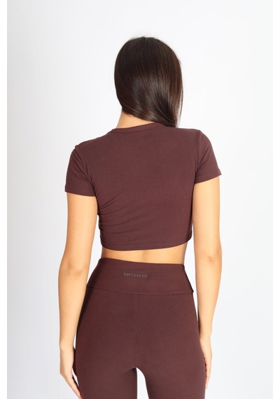 Kadın Organik Kumaş Bisiklet Yaka Vücuda Oturan Slim Fit Atlet Bluz Kahverengi Kadın Organik Kumaş Bisiklet Yaka Vücuda Oturan Slim Fit Atlet Bluz Kahverengi