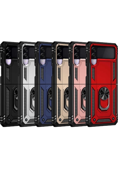 Mobilteam Galaxy Uyumlu Z Flip 3 Kılıf Vega Kapak - Siyah Siyah