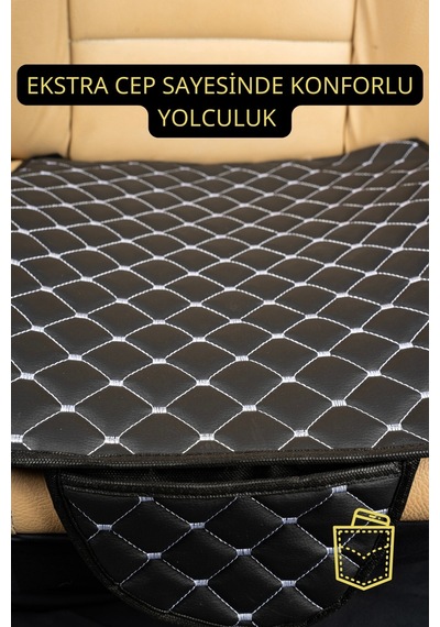 Ergonomik Cepli 3 Parça Oturak Deri Oto Minder Seti Gümüş