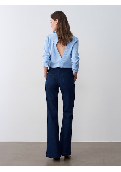 Dilvin 72309 Dikiş Detaylı Flare Jean-lacivert