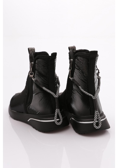 Dgn 600 Kadin Fermuarli Taş Şeritli Bot 600-2494-R146110 Siyah - Taş