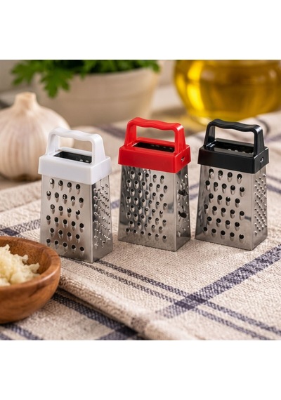 Mini Çelik Sarımsak Rendesi-üçlü Set Gümüş - Kahverengi