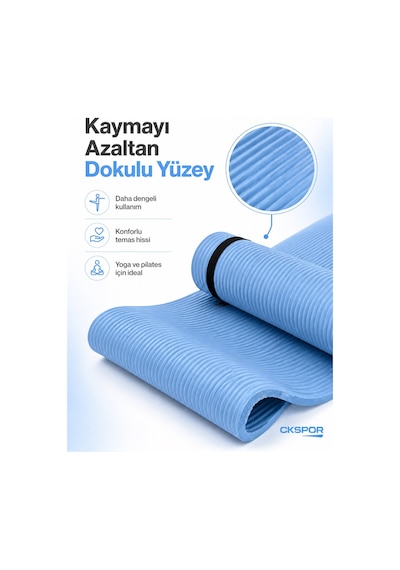 Ckspor 15 Mm Kaymaz Nbr Pilates Matı Taşıma Askılı Yoga Veegzerisiz Minderi Mavi