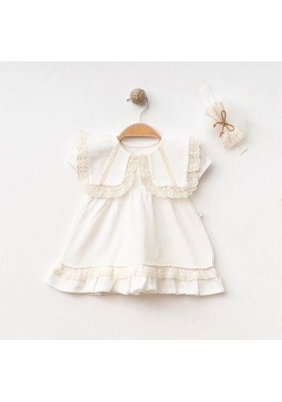 Işıl Baby Dantel Yaka Detaylı Elbise Ekru