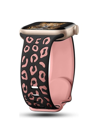 Watch 44mm Tknc Krd-140 Silikon Kordon Strap Kayış - Siyah-pembe