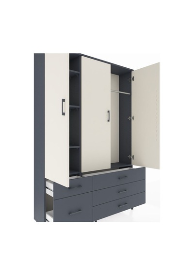 Arges Dolap 5 Raflı 5 Çekmeceli Tek Askılı 132x30x195 Antrasit-aytaşı/antrasit Aytası/antrasıt Arges Dolap 5 Raflı 5 Çekmeceli Tek Askılı 132x30x195 Antrasit-aytaşı/antrasit Aytası/antrasıt
