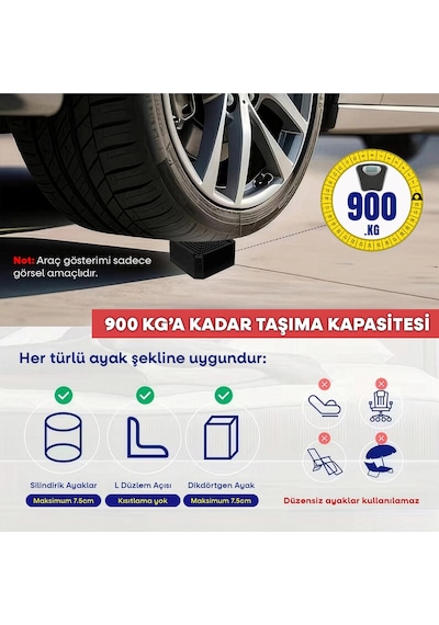 Tineke Robot Süpürge Mobilya Ayağı Ve Dolap Yükseltici Ayak Kaydırmaz 4lü Siyah Kare 4 cm