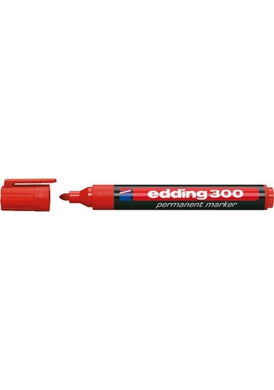 Edding Markör Permanent Yuvarlak Uçlu 1.5-3 MM Kırmızı 300 - 10 A Kırmızı