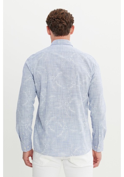AC&Co / Altınyıldız Classics Erkek Laci Slim Fit Dar Kesim Gizli Düğme Yaka %100 Pamuk Baskılı Gömlek Lacivert AC&Co / Altınyıldız Classics Erkek Laci Slim Fit Dar Kesim Gizli Düğme Yaka %100 Pamuk Baskılı Gömlek Lacivert
