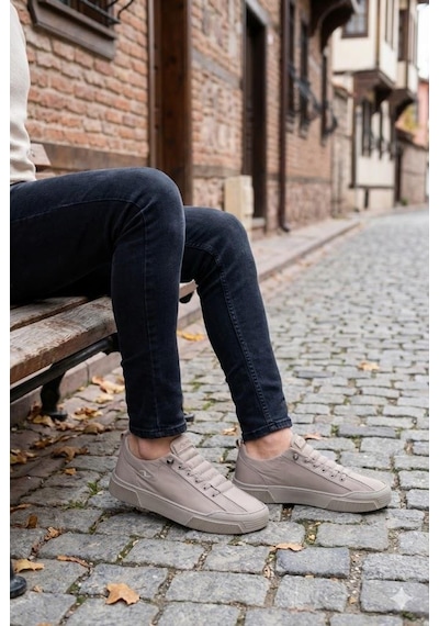 Fort Noka Champ Rahat Memory Foam İç Taban Keten Sneaker Erkek Ayakkabı Bej