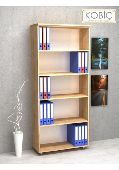 Kobiç Ofis Dosya Dolabı Raflı Suntalam Dolap 70x35x185 Cm Meşe Meşe