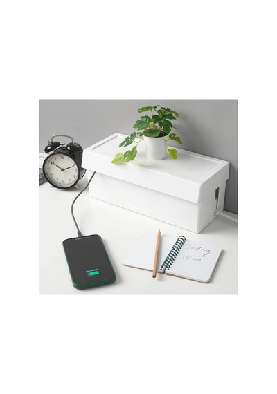 Kapaklı Kablo Düzenleme Kutusu 32x14x12 Cm Plastik Kablo Düzenleyici Organizer Beyaz - 739434855