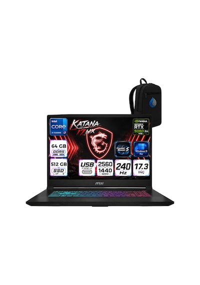 MSI Katana 17 HX B14WFK-252XTRRNP21 i7-14650HX 64 GB 512 GB SSD 8 GB RTX5060 17.3" W11P Dizüstü Bilgisayar