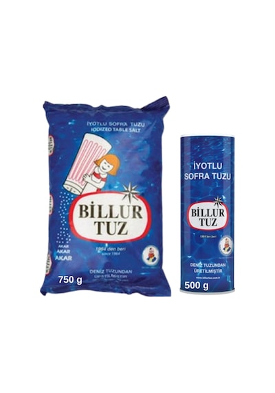 İyotlu Sofra Tuzu Mavi Tuzluklu 500 G İyotlu Tuz 750 G 2 Li Set