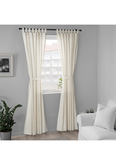 Ikea Gokvalla Fon Perde 145x300 Cm Beyaz-sarı Sarı-beyaz
