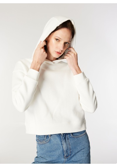 Mustang Ekru Kadın Kapüşon Loose Fit Düz Sweatshirt M4wl-swt-1936