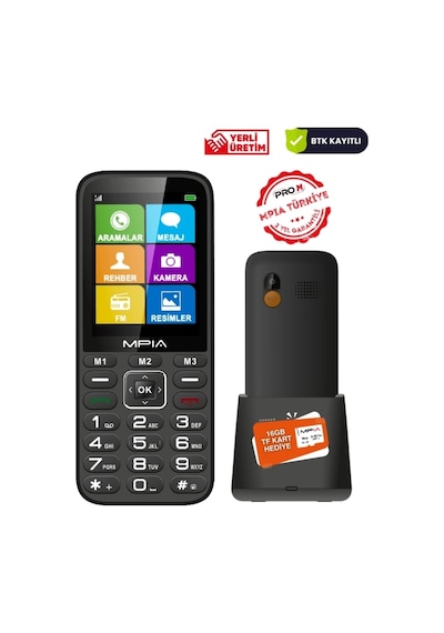 Yerli Üretim Kameralı Türkiyede İlk Sesli Menü Ve Aramalı Büyük Ekran Tuşlu Cep Telefonu 16gb