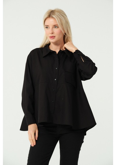 S'amore Clothing Cep Detay Polo Yaka Gömlek Siyah