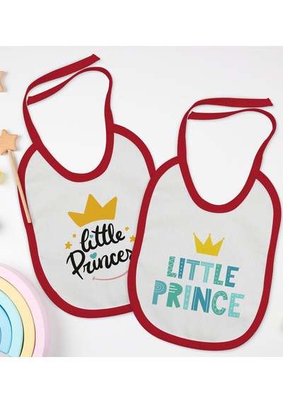BK Kids Prince ve Princess Tasarımlı 2’li Kırmızı Mama Önlüğü-1 Kırmızı