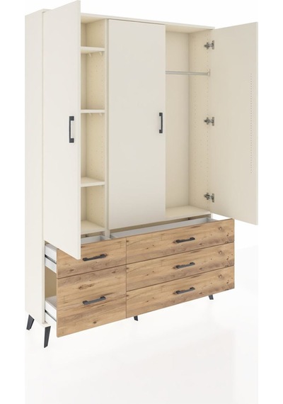 Arges Dolap 5 Raflı 5 Çekmeceli Tek Askılı 132x30x195 Aytaşı-aytaşı/çam Aytası/atlas Çam Arges Dolap 5 Raflı 5 Çekmeceli Tek Askılı 132x30x195 Aytaşı-aytaşı/çam Aytası/atlas Çam