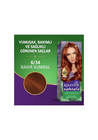 Hubrendy Tedarik Naturals Saç Boyası Bakır Kumral 6/34