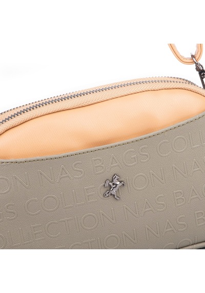 Nas Bag Kadın Mini Şık Çapraz Çanta Yeşil Camel Gofraj Yeşil - Nut