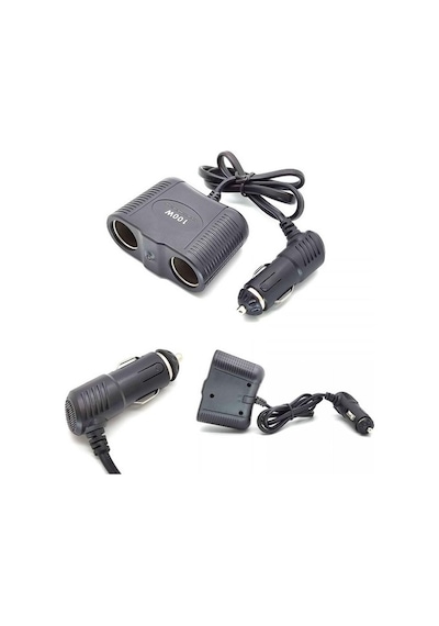 2 Port Araç Çakmak Çoğaltıcı 2 Li Araç Çakmak Çoklayıcı 50 Cm Çakmak Uzatıcı