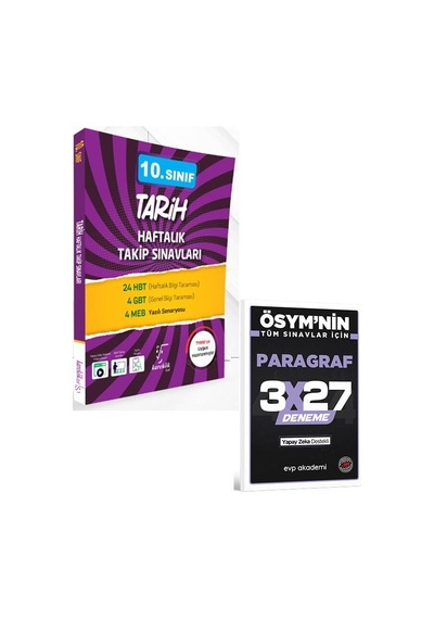Karekök 2027 10. Sınıf Tarih Haftalık Takip Sınavları+evp Akademi 3x27 Paragraf Deneme
