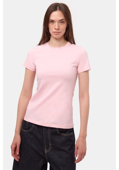 Itsbasic Kadın Light Pembe S6-98 Bisiklet Yaka %100 Organik Pamuk Esnek Kumaş T-shirt