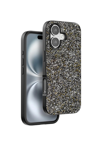 Onegif Apple iPhone Uyumlu - 16 Plus Bright Simli Kapak - Gümüş