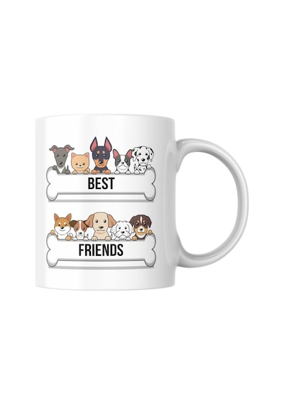 Best Friends Baskılı Kupa Bardak Hediyelik Çay Kahve Kupası Coffee Mug Beyaz - Çok Renkli