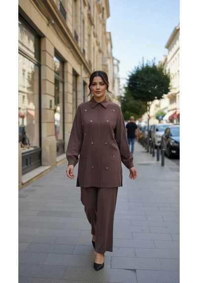 Nuss 1064 Pantolonlu Takım - Kahve