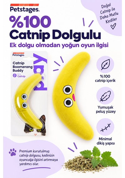 Petstages Catnip Boomerang Buddy Catnipli Kedi Oyuncağı Peluş