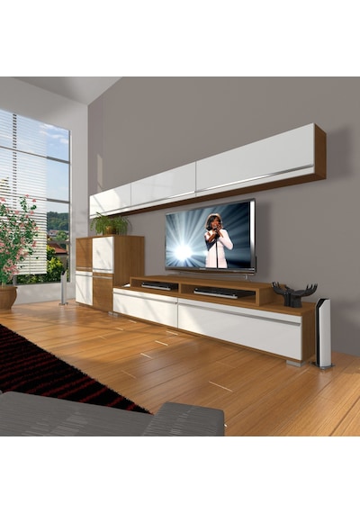Decoraktiv Ekoflex 8 Mdf Tv Ünitesi Tv Sehpası Ceviz - Beyaz