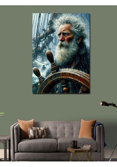 Kanvas Tablo Fırtınada Gemi Süren Adam 50cmx70cm