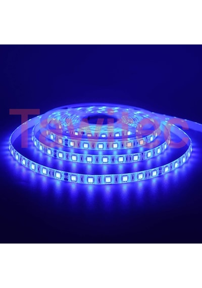 3 Çipli Silikonlu Şerit Led Mavi Renk 12 Volt Dış Mekan 5050