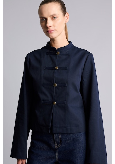 Defacto Regular Fit Dik Yaka Şerit Detaylı Düğmeli Napolyon Ceket H6994ax26aunv42 Lacivert-nv42